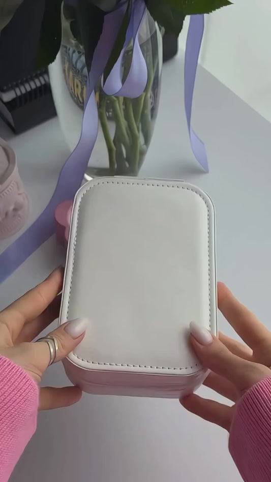 White Jewelry Box with LED Mirror - Elegant Travel & Vanity Case